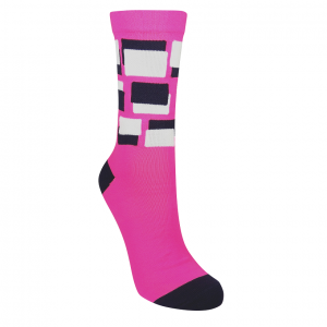 Meia Performance Light (35/43) - Quadrados Rosa neon/Branco