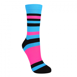 Meia Performance Light (35/43) - Listras Rosa Neon e Azul