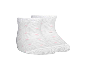 Meia Soquete Baby - Poás Branco/Rosa