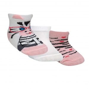 Meia Soquete Baby - Kit com 3 pares (Zebra Orelhinhas)