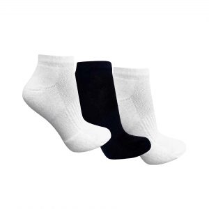 Meia Sapatilha Atoalhada (34/38) - Kit com 3 pares (Branca/Preta/Branca)