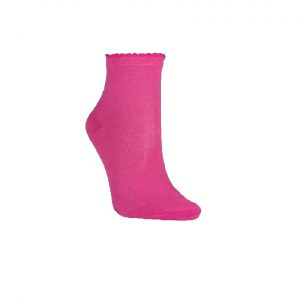 Meia Cano Médio Kids - Básica Rosa Flash com Babado