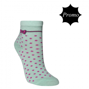 Meia Cano Médio Kids - Verde alga com laço Rosa (PROMO)