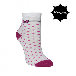 Meia Cano Médio Kids - Branco com laço Fucsia (PROMO)