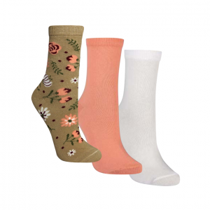 Meia Cano Médio (34/38) - Kit com 3 pares (Floral Ráfia)