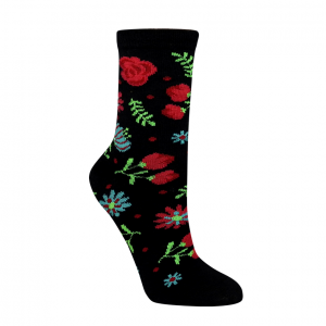Meia Cano Médio (34/38) - Floral Preto
