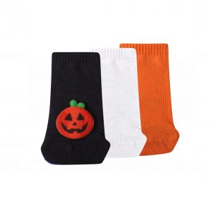 Meia Soquete Baby Halloween - Kit com 3 pares (Abóbora)
