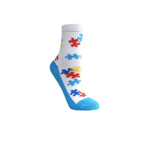 Meia Cano Médio Canelado - Mundo Azul Autismo Encaixe