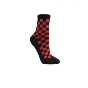 Meia Cano Médio Canelado - Quadri Black/Red